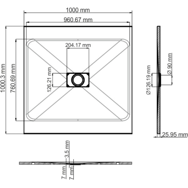 Душевой поддон WasserKraft Elbe 100*100*26 черный (74T19)