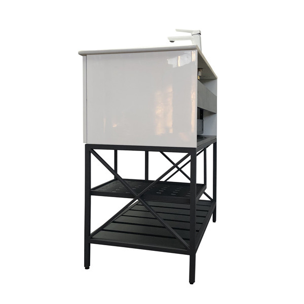 Тумба напольная Comforty Бонн 910x870x465 дуб дымчатый матовый с раковиной (00-00001421)