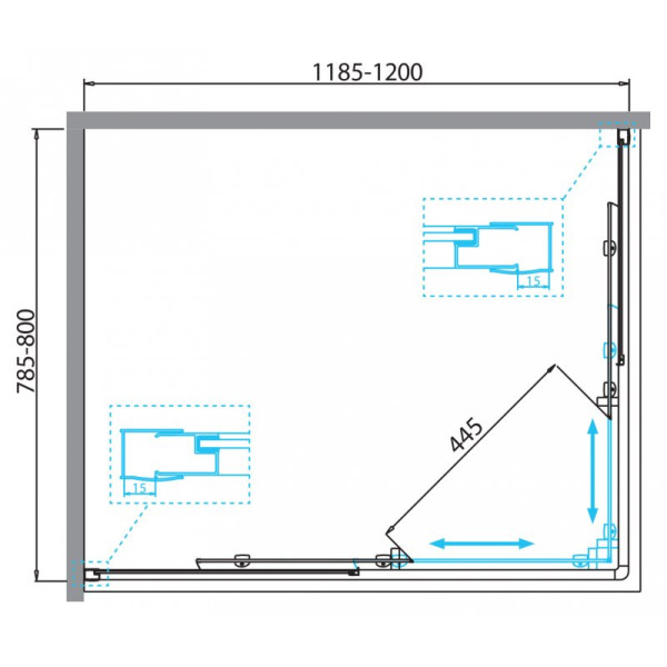 Душевой уголок BelBagno DUE 120x80 стекло прозрачное, профиль хром (DUE-AH-2-120/80-C-Cr)