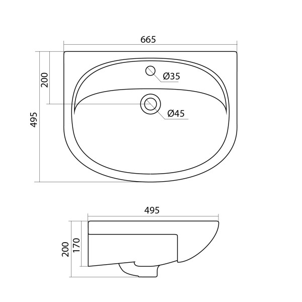 Раковина встраиваемая Santek Стелла 66 (1WH110174)