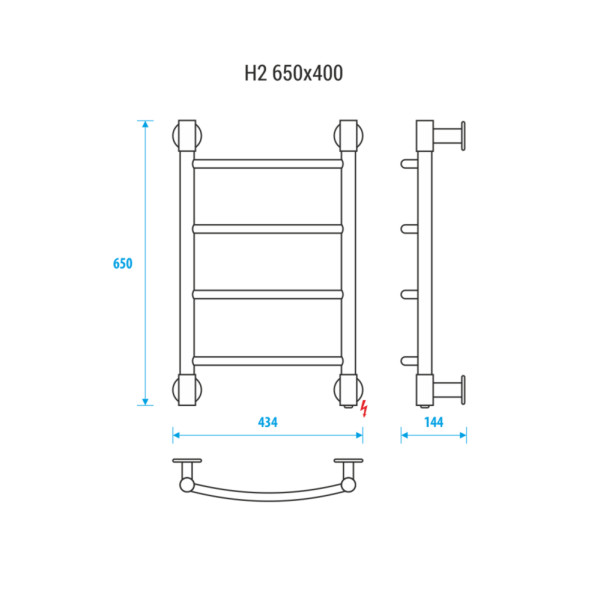 Полотенцесушитель электрический Energy H2 chrome G5 650х400 хром