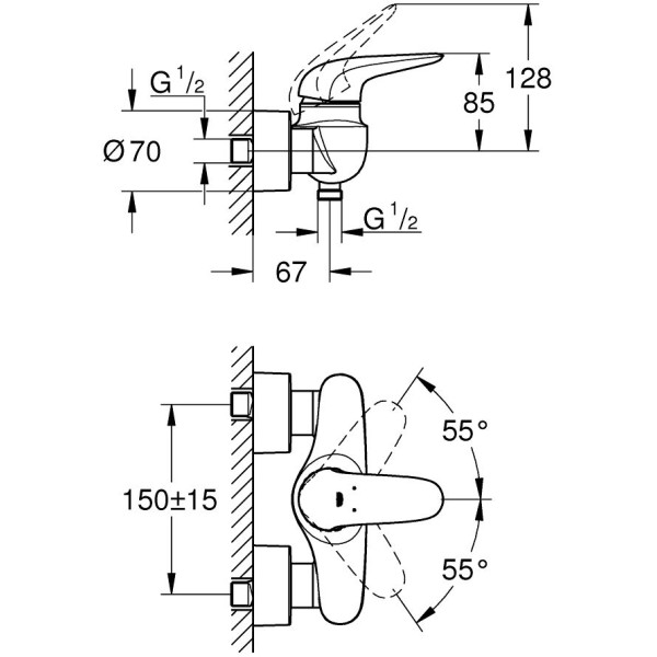 Смеситель для душа Grohe Eurostyle 2015 Solid (23722003)