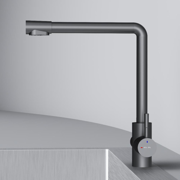 Смеситель для кухни AM.PM X-Joy S с L-изливом с каналом для питьевой воды черный (F85B05722)