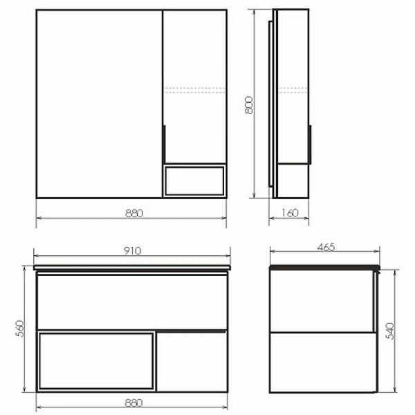Тумба подвесная с раковиной Comforty Франкфурт 900x465x560 дуб светлый/черный (00-00006503)