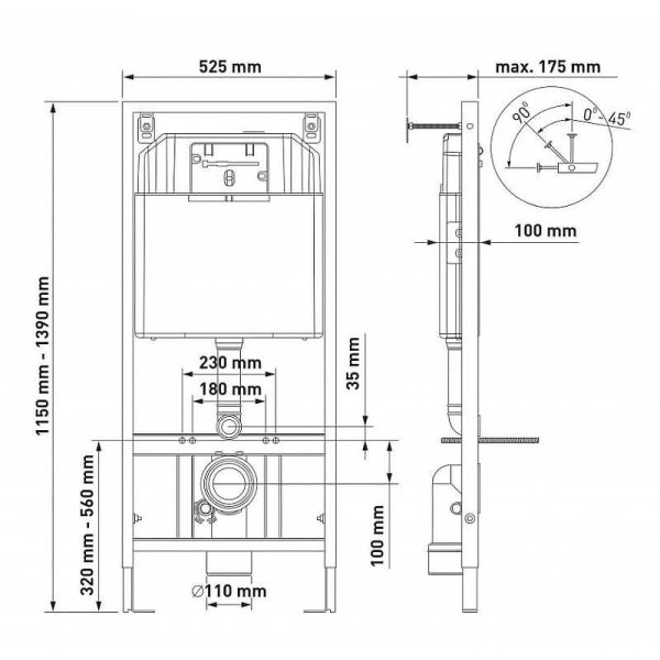 Комплект инсталляция с унитазом Berges: инсталляция NOVUM525, кнопка F5 черная Soft Touch, унитаз EGO Rimless, сидение дюропласт Toma Slim SO
