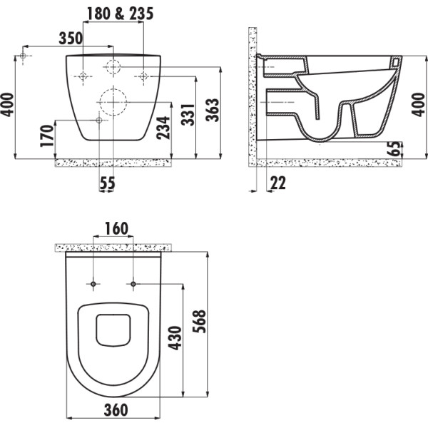 Унитаз подвесной Creavit D?cor 36x56,8x33,5 белый (TP328.001Z0) Унитаз подвесной Creavit D?cor 36x56,8x33,5 белый (TP328.001Z0)