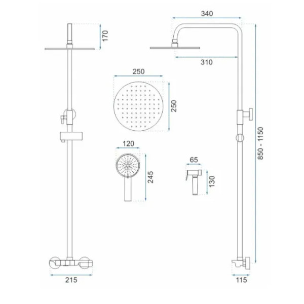 Душевая система на четыре режима Rea Max Gold (REA-P6617)