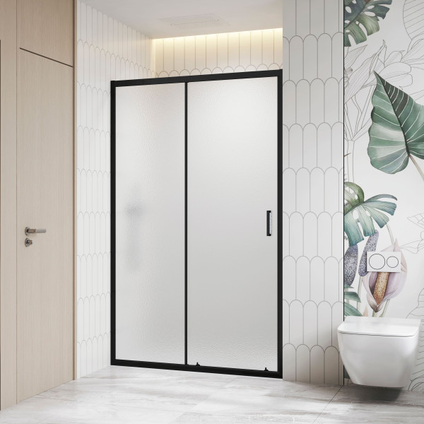 Душевая дверь RGW 140x195 стекло рифленое, профиль черный (06091314-44)