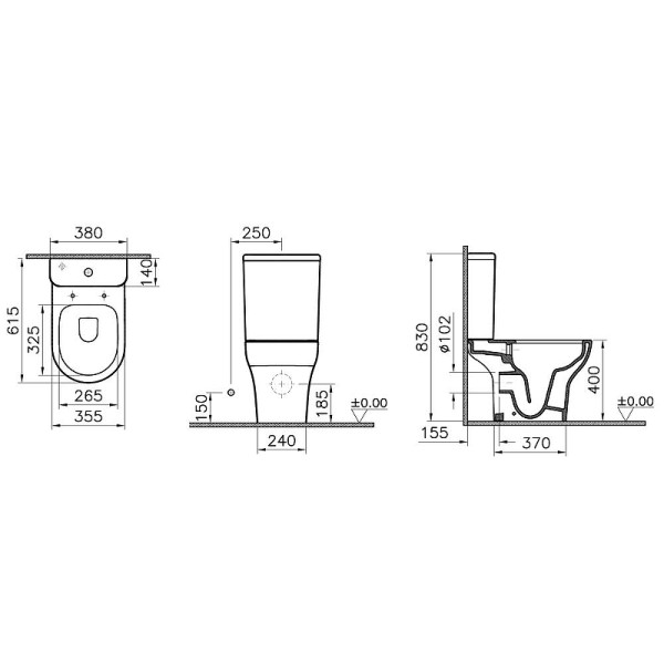 Унитаз компакт с бачком Vitra Zentrum белый с сиденьем микролифт (9824B003-7219) Унитаз компакт с бачком Vitra Zentrum белый с сиденьем микролифт (9824B003-7219)