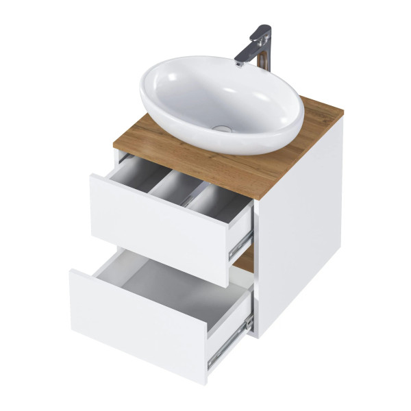 Тумба подвесная 1Marka Veil 500x500x500 белый/дуб ватан (Ц0000035551)