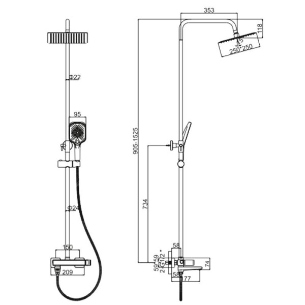 Душевая система Ledeme черный (L2473B)