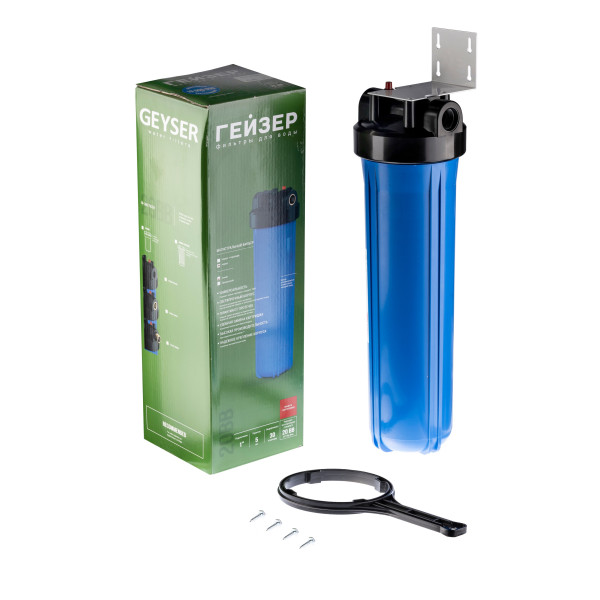 Фильтр колбовый Гейзер 1" 20BB (синий, для холодной воды) (50688)