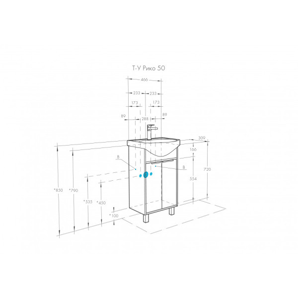 Тумба напольная Aquaton Рико 466x309x720 белый, ясень фабрик (1.A212.4.01R.IB9.0)