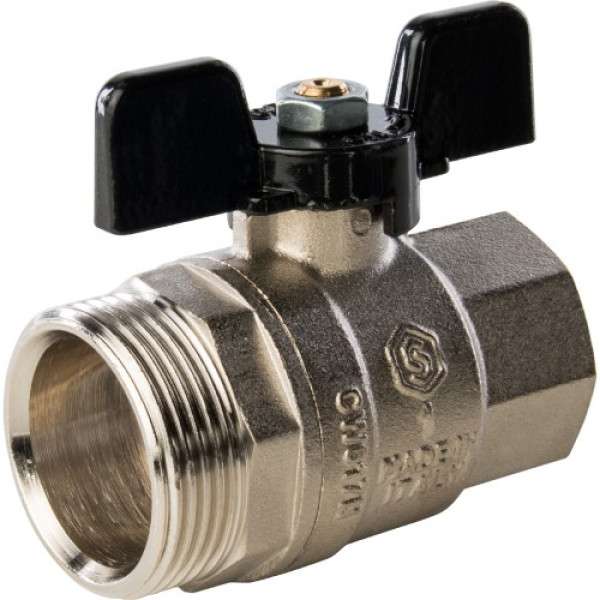 Кран 1" шаровый со сгоном Stout (черная бабочка, полнопроходной) SVB-0007-000025 Кран 1" шаровый со сгоном Stout (черная бабочка, полнопроходной) SVB-0007-000025