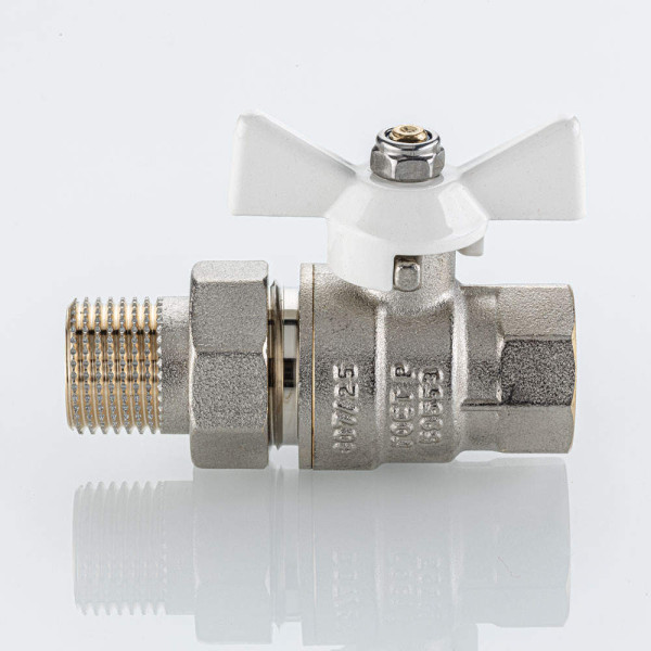 Кран 1/2" шаровый со сгоном Valtec Base-ГОСТ (белая бабочка) VT.227S.NW.04 Кран 1/2" шаровый со сгоном Valtec Base-ГОСТ (белая бабочка) VT.227S.NW.04