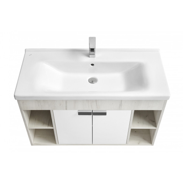 Тумба подвесная Aquaton Флай 992x429x610 белый, дуб крафт (1.A237.5.01F.AX1.0)