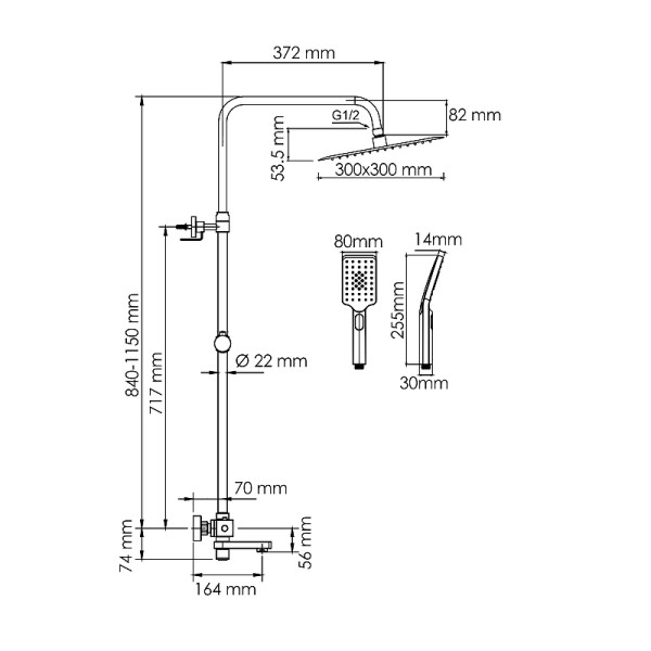 Душевая система WasserKRAFT золотой (A199.260.201.BG Thermo)