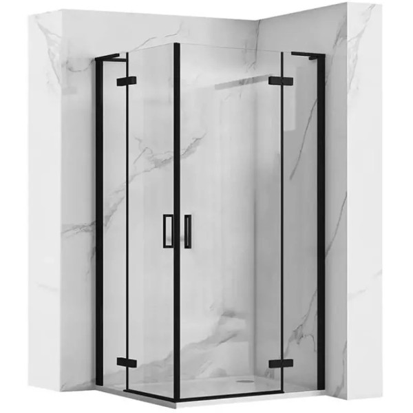 Душевой уголок Rea Hugo 100x100x200 стекло прозрачное, профиль чёрный (REA-K6602)
