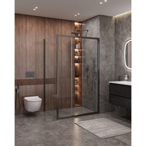 Душевой уголок Cezares Molveno 100x90x195 стекло прозрачное, профиль оружейная сталь (MOLVENO-AHF-31-100/90-C-GM-IV)