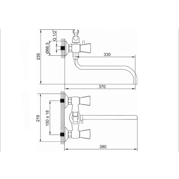 Смеситель для ванны и душа Melodia Lucia резина, с душевым гарнитуром, хром (MDV32241)