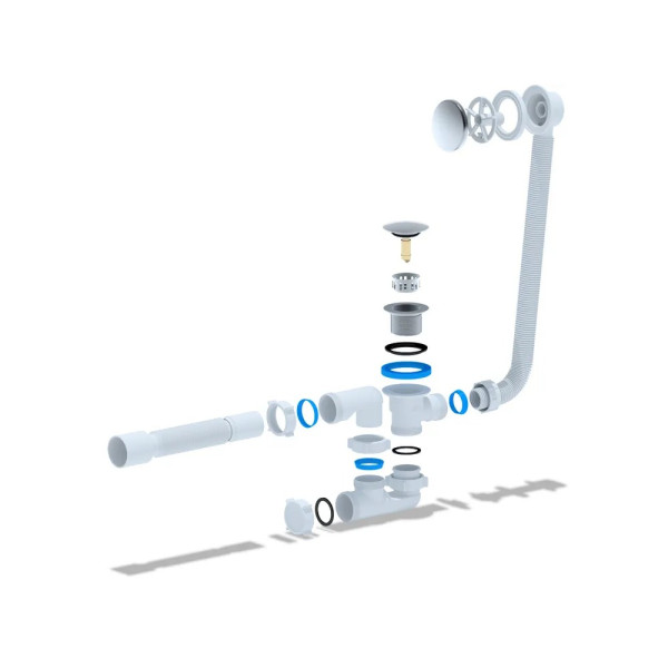 Обвязка для ванны АНИ с выпуском 1 1/2"*40 клик-клак, с гибкой трубой 375*40/50, (грибок-сетка) АНИ пласт (EC255GS)
