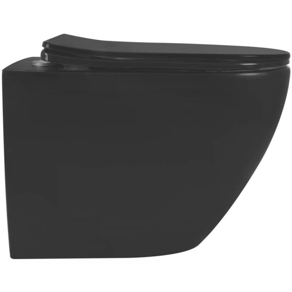Унитаз подвесной безободковый Rea Carlo mini Black Mat черный (REA-С8489)