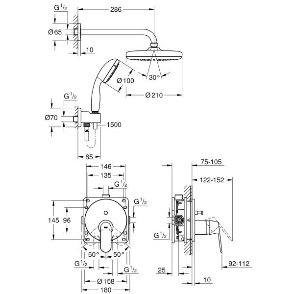 Душевая система Grohe Eurosmart Cosmopolitan (25219001)