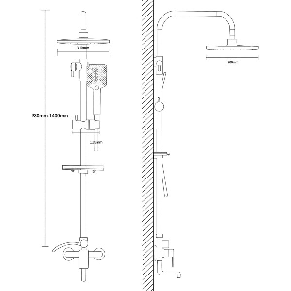 Душевая система Voda черная (VST112Black)