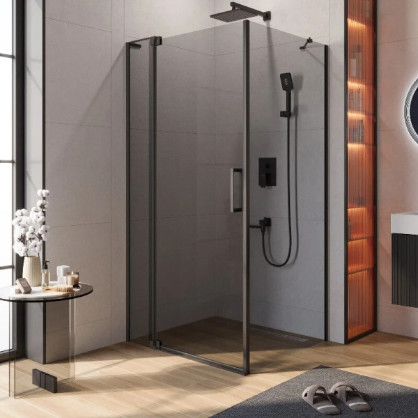 Душевой уголок Cezares Slider 100x90x195 стекло серый, профиль черный (SLIDER-AH-1-90-100/110-GRIGIO-NERO) Душевой уголок Cezares Slider 100x90x195 стекло серый, профиль черный (SLIDER-AH-1-90-100/110-GRIGIO-NERO)