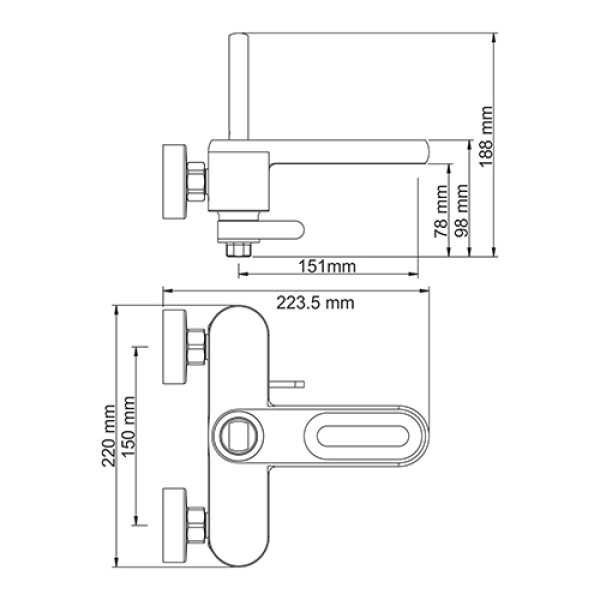 Смеситель для ванны и душа WasserKRAFT Kammel 1801 с коротким изливом Смеситель для ванны и душа WasserKRAFT Kammel 1801 с коротким изливом