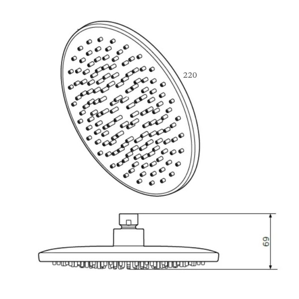 Верхний душ душ AM.PM Gem 220 мм, чёрный (F0590022)