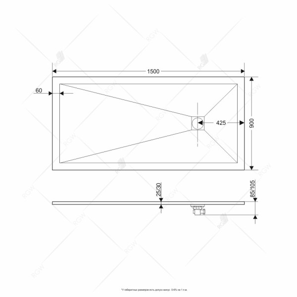 Душевой поддон RGW Stone Tray ST-G 90x150 черный (16152915-02) Душевой поддон RGW Stone Tray ST-G 90x150 черный (16152915-02)