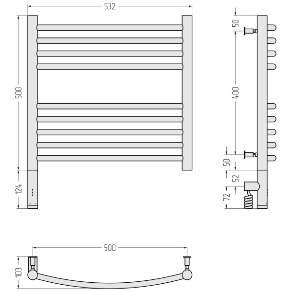 Полотенцесушитель электрический Сунержа Богема 3.0 выгнутая 500x500 провод слева матовый чёрный (31-5802-5050) Полотенцесушитель электрический Сунержа Богема 3.0 выгнутая 500x500 провод слева матовый чёрный (31-5802-5050)