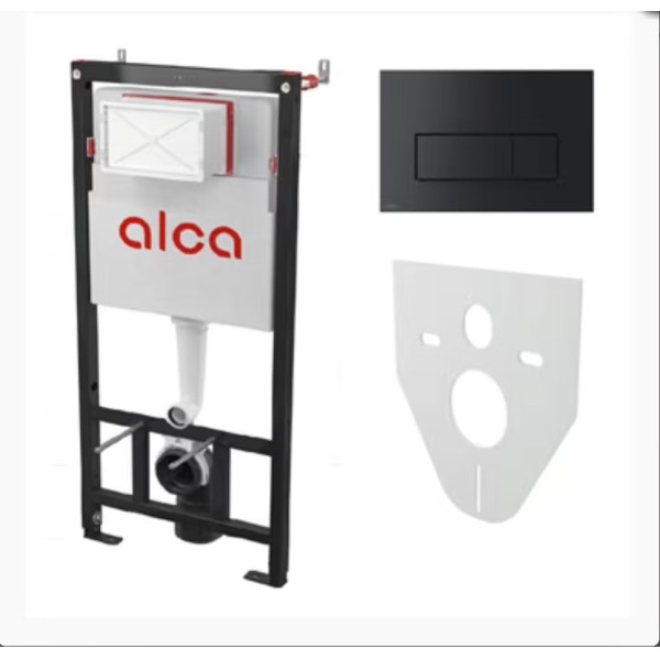 Инсталляция для подвесного унитаза AlcaPlast с клавишей (AM101/1120-4:1 RU M578-0001) черная матовая