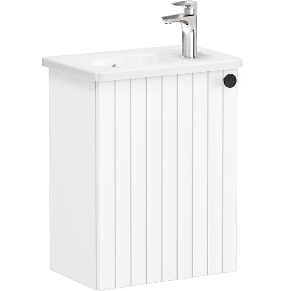 ТУмба подвесная Vitra Root Groove 45 см с круглой раковиной, с дверцей, матовый белый, левосторонняя (69191)