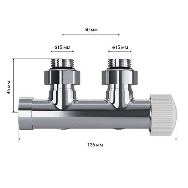 Узел термостатический угловой 1/2"х15 мм Royal Thermo Design Pro М30х1,5 (Хром) (RANPU11215CH)