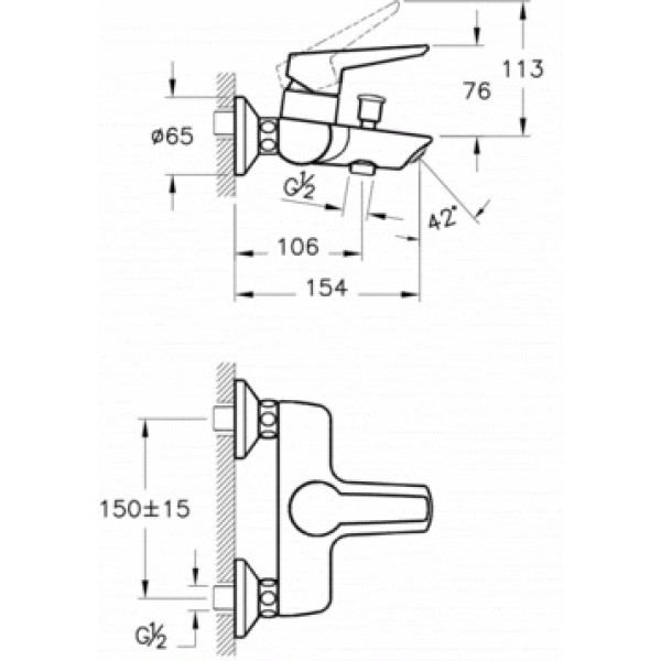 Смеситель для ванны и душа Vitra Solid S (A42444EXP)