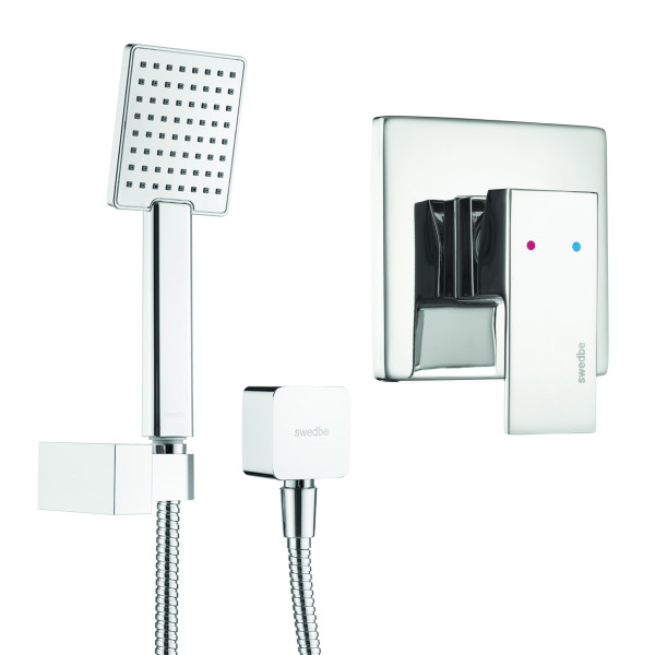 Смеситель для душа встраиваемый Swedbe Platta с душевым комплектом хром (5534)
