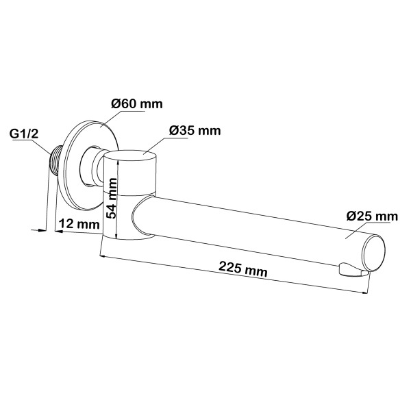 Излив Swedbe Platta 22,5 см встраиваемый черный (5513B)