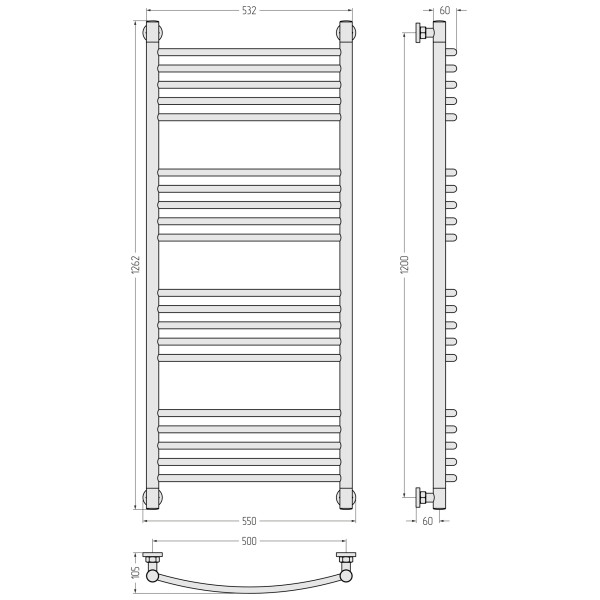 Полотенцесушитель водяной Сунержа Богема + 1200x500 матовый белый (30-0221-1250) Полотенцесушитель водяной Сунержа Богема + 1200x500 матовый белый (30-0221-1250)