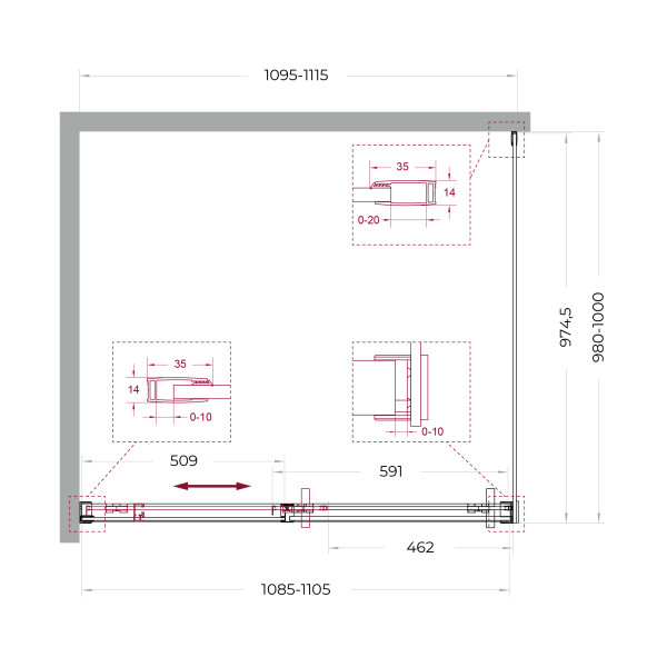 Душевой уголок BelBagno Soft Close-1 110x100x200 стекло прозрачное, профиль оружейная сталь матовая (SOFT_CLOSE-1-AH-1-110/100-C-GM)