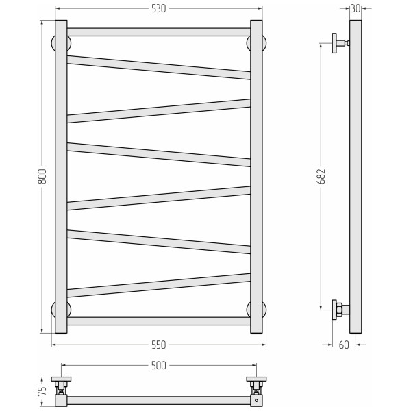 Полотенцесушитель водяной Сунержа Сирокко 800x500 матовый белый (30-0253-8050)