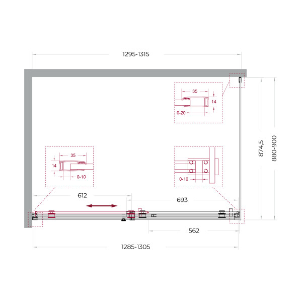Душевой уголок BelBagno Soft Close-2 130x90x200 стекло прозрачное, профиль оружейная сталь матовая (SOFT_CLOSE-2-AH-1-130/90-C-GM)