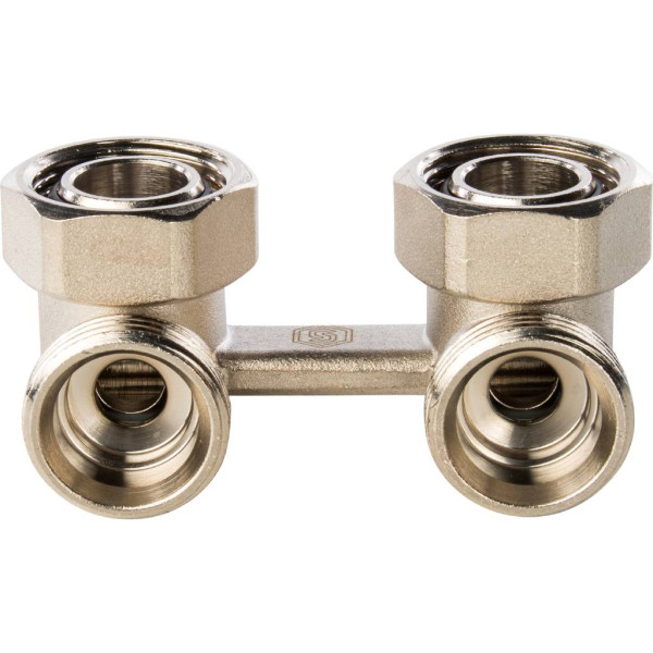 Фитинг двойной угловой со встроенным шаровым краном 3/4" Stout (для двухтрубной системы) SVH-0004-000020 Фитинг двойной угловой со встроенным шаровым краном 3/4" Stout (для двухтрубной системы) SVH-0004-000020