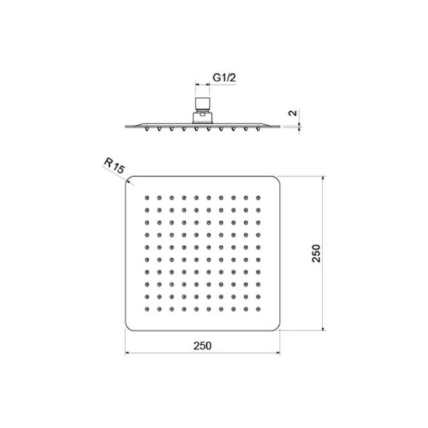 Верхний душ Aquatek 250*250*2 мм черный матовый (AQ2072MB)