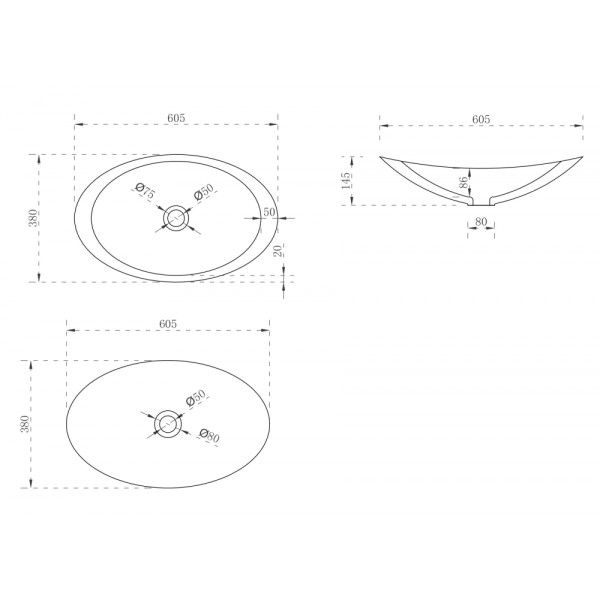 Раковина накладная Abber Stein 605x380 белый матовый (AS2606) Раковина накладная Abber Stein 605x380 белый матовый (AS2606)