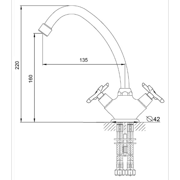 Смеситель для кухни Melodia della vita Cross хром (MDV32505) Смеситель для кухни Melodia della vita Cross хром (MDV32505)