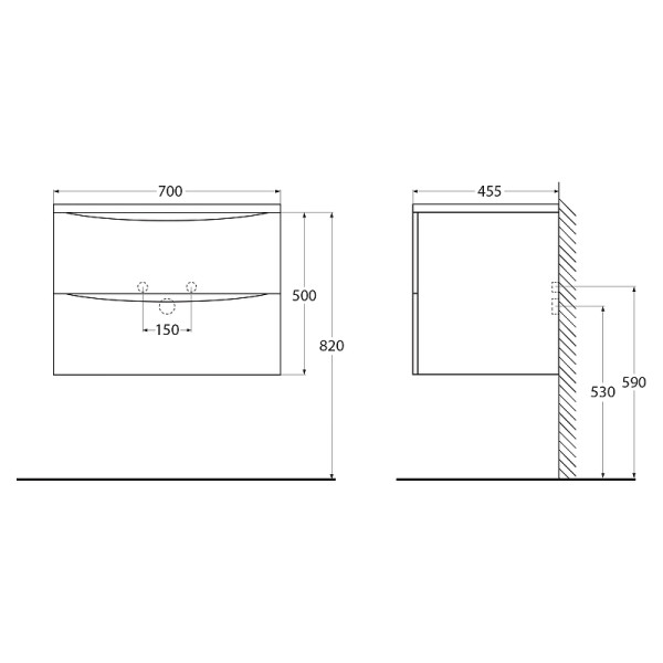 Тумба подвесная BelBagno Acqua 70 Rovere Rustico (ACQUA-700-2C-SO-RR)