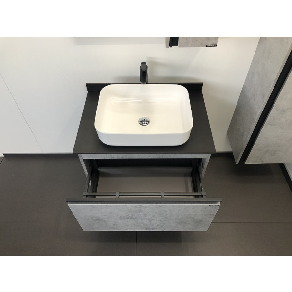 Тумба подвесная с раковиной Comforty Эдинбург 750x520x550 дуб светлый/черный (00004149066)