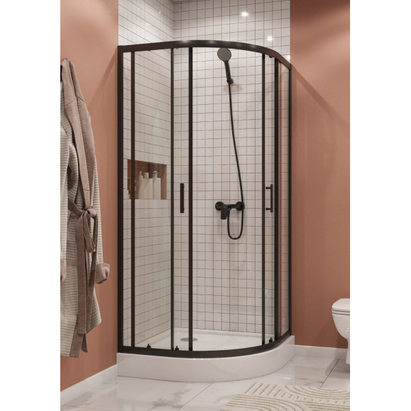 Душевой уголок Santek Вэлия 80x80x195 стекло (прозрачное, профиль черный (1WH501790)